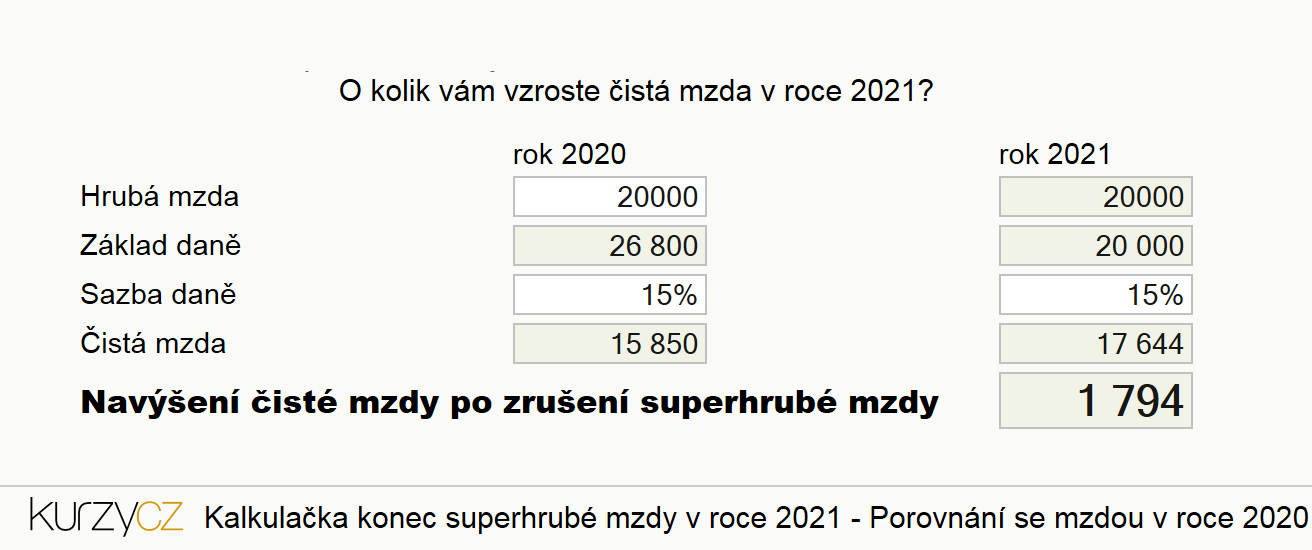 Mzda v roce 2021 - zuen superhrub mzdy